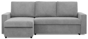 Zeus sarokkanapé, 2 ágyneműtartóval, egyenes kartámasz, kordbársony, univerzális oldal, bonell töltet, szürke