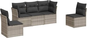 vidaXL 5 részes világosszürke polyrattan kerti ülőgarnitúra párnákkal