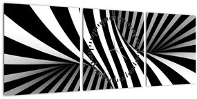 Absztrakt kép zebra csíkokkal (órával) (90x30 cm)