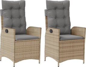vidaXL 2 db vegyes bézs dönthető polyrattan kerti szék párnával