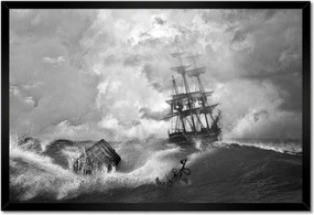 Poszter keretben 60x40 Vihar Tenger Hajó Tájkép