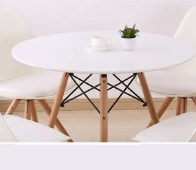 Étkezőasztal, fehér/bükk, átmérő 90 cm, GAMIN 2 NEW 90