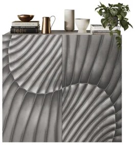 SNAKE kétajtós komód, betonhatású testtel és szürke, díszített mintázatú előlapokkal