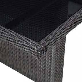 7 részes fekete kültéri polyrattan étkezőgarnitúra