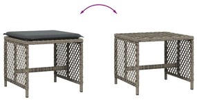 4 db szürke polyrattan kerti szék párnával 41 x 41 x 36 cm