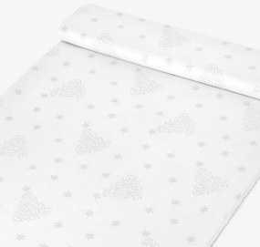 Goldea karácsonyi teflon szövet terítőknek - ezüstszínű karácsonyfák és csillagok 160 cm