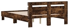 füstös tölgy színű ágykeret fejtámlával és LED-del 135x190 cm