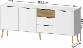 Komód, tölgy sonoma/fehér, OSLO 75454