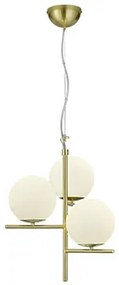 Art deco függesztett lámpa arany opálüveggel, 3 lámpával - Flore