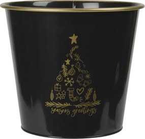 Karácsonyi virágcserép SEASONS GREETINGS 30 cm, fekete / arany
