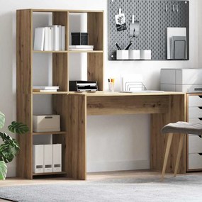 Asztal polcokkal kézműves tölgy 138.5 x 55 x 143 cm Faanyag