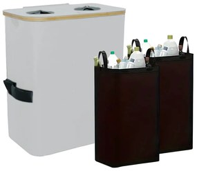 Szelektív palackgyűjtő két rekeszes 140l fehér