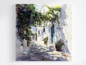Vászonkép Canvas Görögország Fehér Házak Virágok Pergola Santorini 40x40