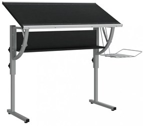 fekete-szürke szerelt fa és acél íróasztal 110x53x(58-87) cm