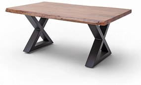 CARTAGENA dohányzó asztal akácfa 110x70cm - X alakú antracit szürke lábbal - Dió