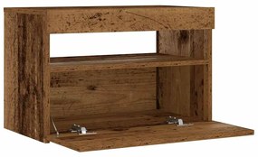 éjjeliszekrény LED fényekkel régi fa 60x35x40 cm gépelt fa