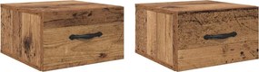 vidaXL Éjjeliszekrény fiókkal 2 pcs Régi fa 35 x 35 x 20 cm Faanyag
