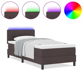 Boxspring Ágy Mattal és LED-del Sötétbarna 100x200 cm Szövet
