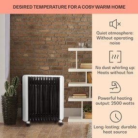 Klarstein Thermaxx 2500, olajradiátor, 2500 W, 5 - 35 °C, 24-órás időzítő, fehér/fekete