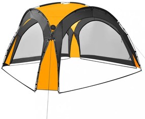 sárga rendezvénysátor LED-del és 4 oldalfallal 3,6x3,6x2,3 m