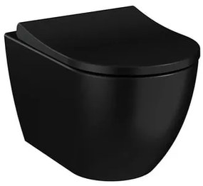 WC soft close ülőkével felakasztható Vitra VitrA Project fekete matt felülettel  hátsó kifolyással 7510-083-6319