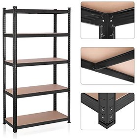 Nagy teherbírású fém polcos 2 db-os készlet, 40x90x180 cm, fekete