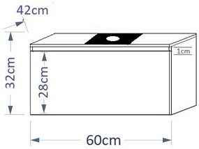 MODE 60 cm-es mosdószekrény magasfényű fehér+ fekete üveglap