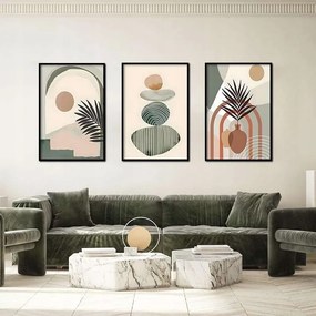 Poszter 50x70cm nyomott mintás geometrikus növények keret nélkül 3db