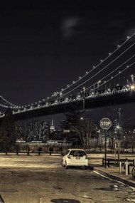 Poszter 40x60cm Esti kilátás a Manhattan hídra az utcáról, Assaf Frank