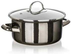Banquet METALLIC Black 20 cm-es zománcozottserpenyő, 2 l, fedővel, 20 cm