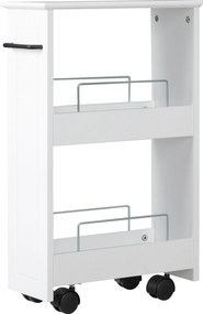 kleankin Helytakarékos Konyhai Kocsi, Dizájn Fürdőszobai Kocsi, Többfunkciós, Helytakarékos, MDF Fa Polc, Forgó Kerekek és Fogantyú, 42.5x20.3x66.7cm,
