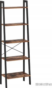 Loft könyvespolc modern ipari stílusban 56x172x34cm