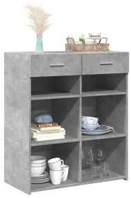 betonszürke szerelt fa tálalószekrény 80 x 42,5 x 93 cm