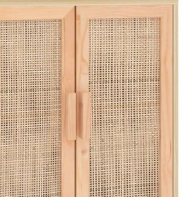 barna tömör fenyő/természetes rattan tálalószekrény 60x30x70cm