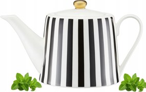 Teáskanna 1,1 L csíkos fehér-fekete elegáns karácsonyi ajándék