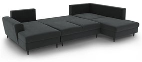 Sötétszürke bársony kinyitható tárolóhelyes sarokkanapé (jobb oldali-U alakú) Kyoto – Cosmopolitan Design
