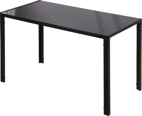 HOMCOM Étkezőasztal 4 fő részére, Konyhaasztal Temperált Üveg Toppa, Nappali Asztal, Fém, Fekete, 120 x 60 x 75 cm | Aosom