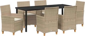 vidaXL Kert étkező szett 7 pcs Bézs polirattan