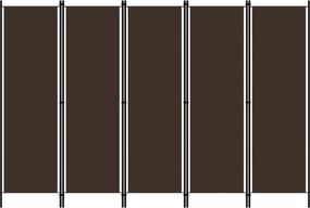 vidaXL barna 5 paneles paraván 250 x 180 cm