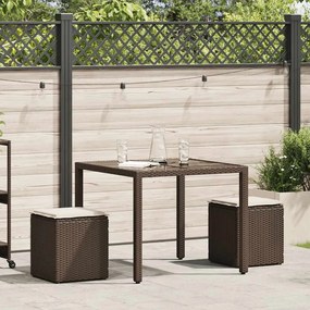 2 db barna polyrattan kerti szék párnával 40x40x43 cm