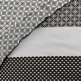Fekete-fehér kétszemélyes-hosszabbított pamut ágyneműhuzat lepedővel-hatrészes 240x220 cm Meiko – douceur d'intérieur