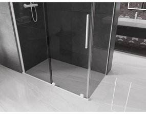 Mexen Velar, tolóajtós zuhanykabin 160 x 70 cm, 8mm szürke üveg, fehér matt, 871-160-070-41-20