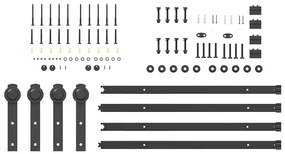fekete acél tolóajtó fémszerelék készlet 200 cm