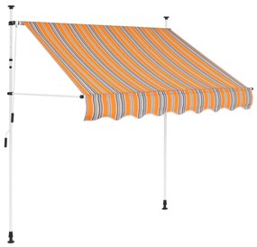 vidaXL kézzel feltekerhető napellenző kék-sárga csíkokkal 200 cm