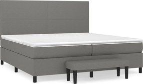 vidaXL sötétszürke szövet rugós ágy matraccal 200 x 200 cm