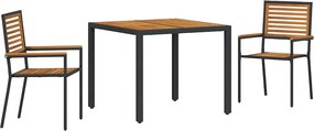 vidaXL Kert étkező szett 3 pcs Fekete és Barna polirattan