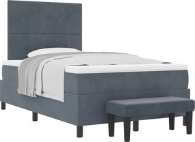 vidaXL Boxrugós ágy matracmal Sötétszürke 120 x 200 cm Bársony