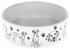 Kerámia vizes kutyatál fehér alapon fekete dalmata