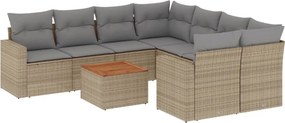 vidaXL 9 részes bézs polyrattan kerti ülőgarnitúra párnákkal