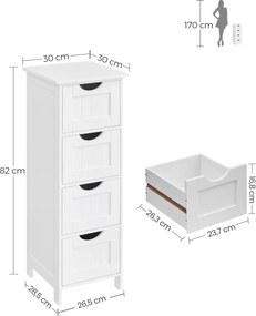 Fürdőszobai szekrény LEHAC 30x82 cm, fehér